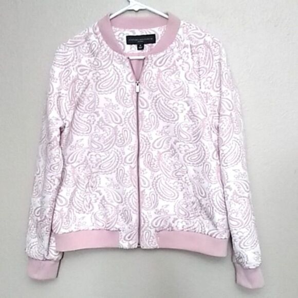 Bomber Pink, Victoria Beckham Lined Blush Paisley Bomber Jacket M - Picture 7 of 8